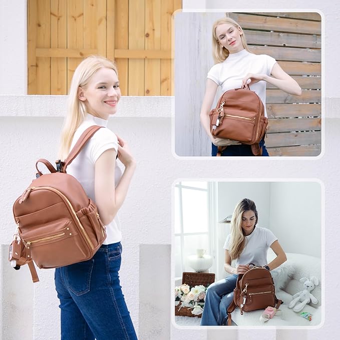 miss fong Small Diaper Bag Mini Diaper Bag Backpack Mini Backpack with 11 Pockets Baby Diaper Bag with Hand Sanitizer Holder, 2 Insulated Pockets