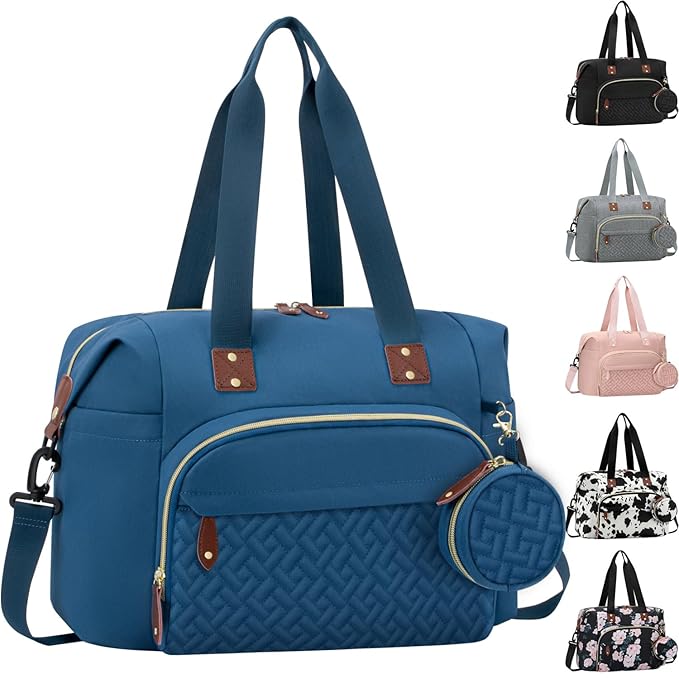 Diaper Bag Tote, Baby Bag Travel Diaper Tote Bag with Pacifier Case, Cute Maternity Hospital Baby Stylish Diaper Tote for Mom Dad Medium Size, Blue