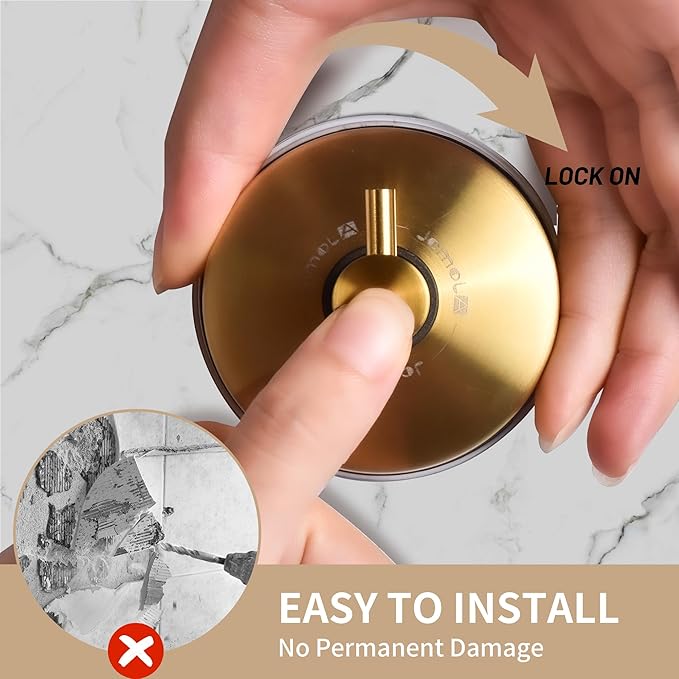 JOMOLA Suction Cup Shower Hooks for Hanging Towel Suction Hook for Inside Shower Stainless Steel Coat Hooks Wall Mounted Kitchen Utensil Stainless Steel, Brushed Gold, 4PCS