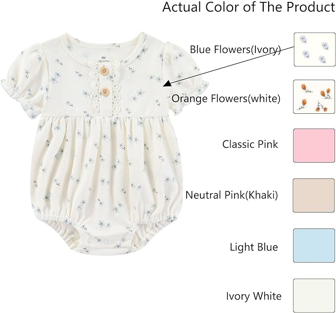 Baby Girl Clothes Cotton Bubble Romper Floral Bodysuits Infant Outfit Set
