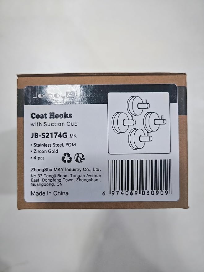 JOMOLA Suction Cup Shower Hooks for Hanging Towel Suction Hook for Inside Shower Stainless Steel Coat Hooks Wall Mounted Kitchen Utensil Stainless Steel, Brushed Gold, 4PCS