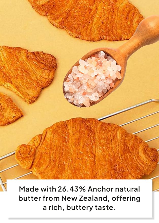 K FOOD KOREAN FOOD Flat Croissant Himalayan Pink Salt – Bulk Pack (30 Count), Crispy Croissant Snack with 26.43% Natural Butter, Individually Wrapped for Freshness & Convenience, 크룽지, 히말라야 핑크솔트