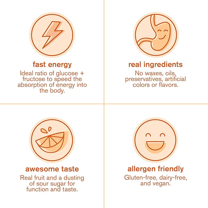 Skratch Labs Energy Chews | Gummies for Running, Cycling, and Sports Performance | Gel Alternative | Orange (10 Pack) | Gluten Free, Vegan