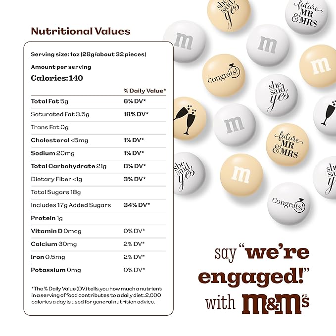 M&M'S WORLD Engagement or Wedding Shower Party Favors, Set of 30 Packs