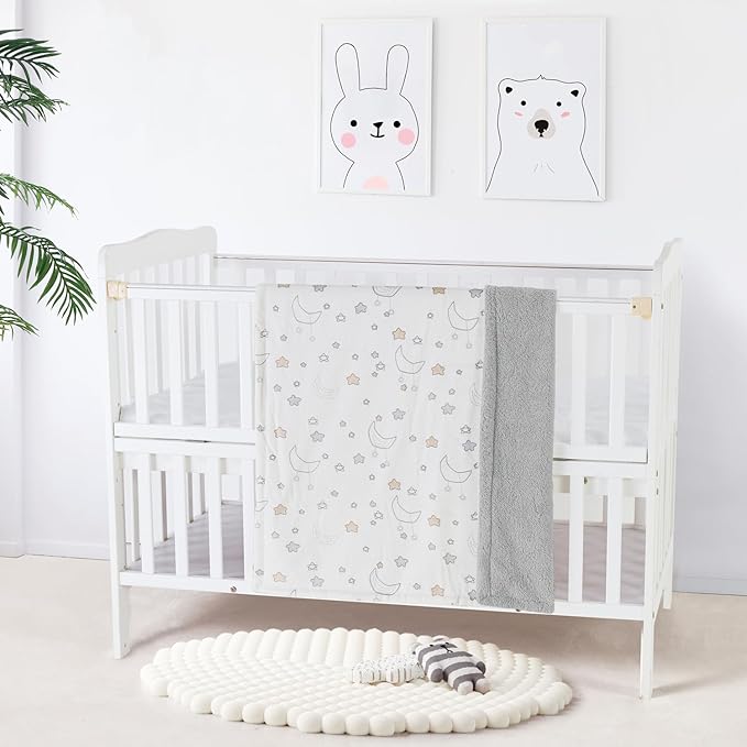 CREVENT 30"X40" Cozy Soft Warm Fleece Baby Blanket for Girls Boys, Newborn Essentials for Infant, Baby Shower Receiving Gift - Mink Blanket 75X100cm + Hugging Bunny