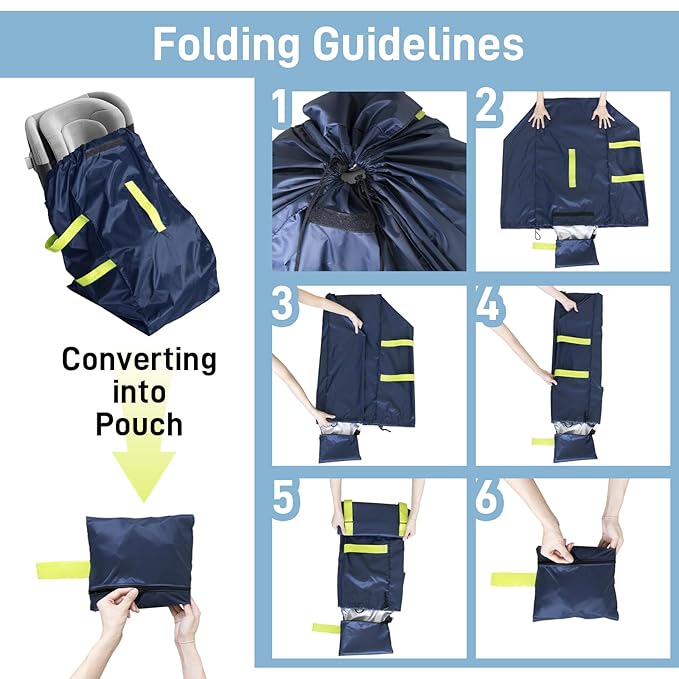 Car Seat Travel Bag for Airplane, Water-Resistant Gate Check Bag with Adjustable Carry Straps, Universal Fit, Durable Carseat Cover for Airplane Travel, Navy