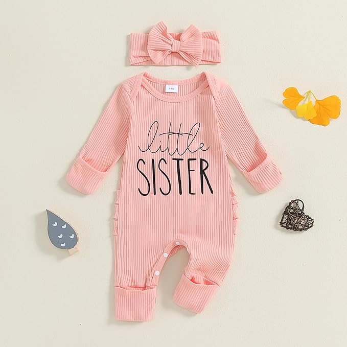 Newborn Girl Clothes Baby Girl Coming Home Outfit Zipper One-piece Outfits Ruffle Footie Bodysuit Jumpsuit Headband