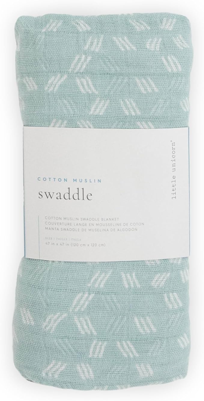 Little Unicorn Premium Cotton Swaddle Baby Blanket | Breathable Fabric | for swaddling, Play, Nursing & More (Misty Field)