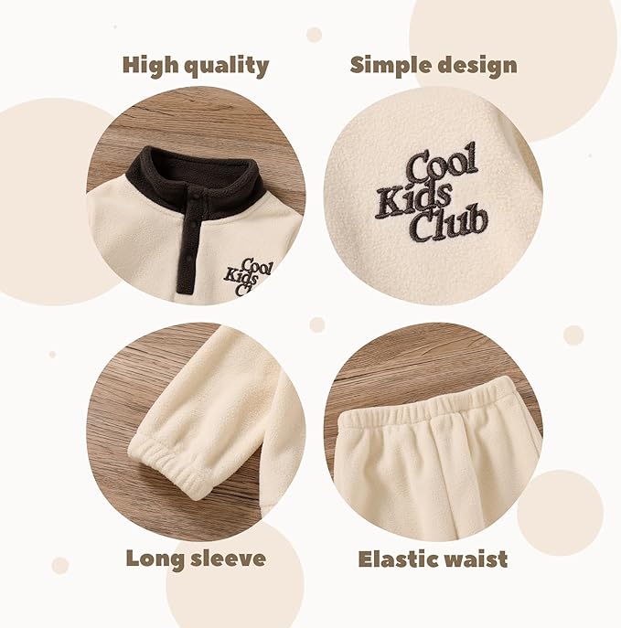 YOUNGER TREE Toddler Boy Girl Clothes Fleece Fall Winter Outfit Baby Long Sleeve Button Sweatshirt and Pants Sweatsuits Set