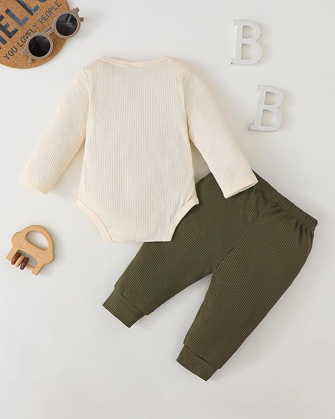 SUNNY PIGGY Baby Boy Clothes Newborn Infant Boys Outfits Romper Hat Pants 3PC Set 0-3 3-6 6-12 12-18 Month Clothing Gift