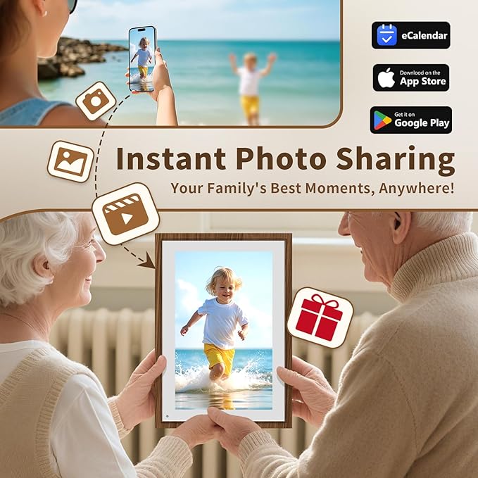 10.1 Inch Digital Calendar Chore Chart with Touchscreen - Full HD Interactive Display, Wall & Desk Mountable Family Planner, To-Do List & Meal Planner, Digital Picture Frame for Sharing Photos via App