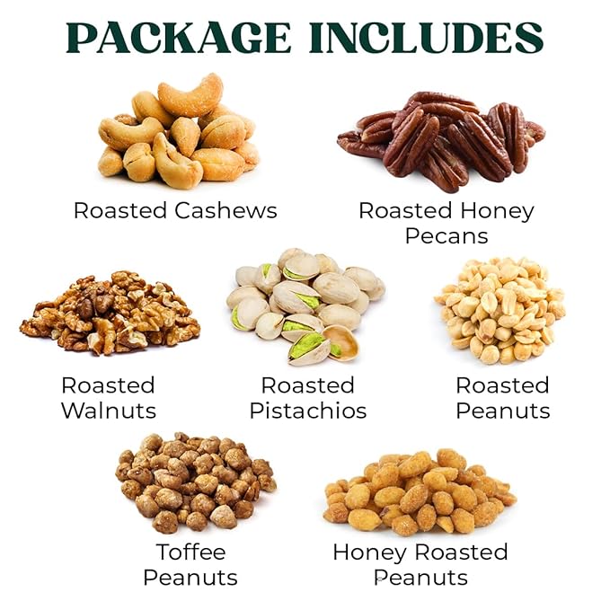 Nuts gift Basket - With a Variety of Freshly Roasted Nuts - Beautifully Packaged Gift Baskets for Men, Sympathy Basket.