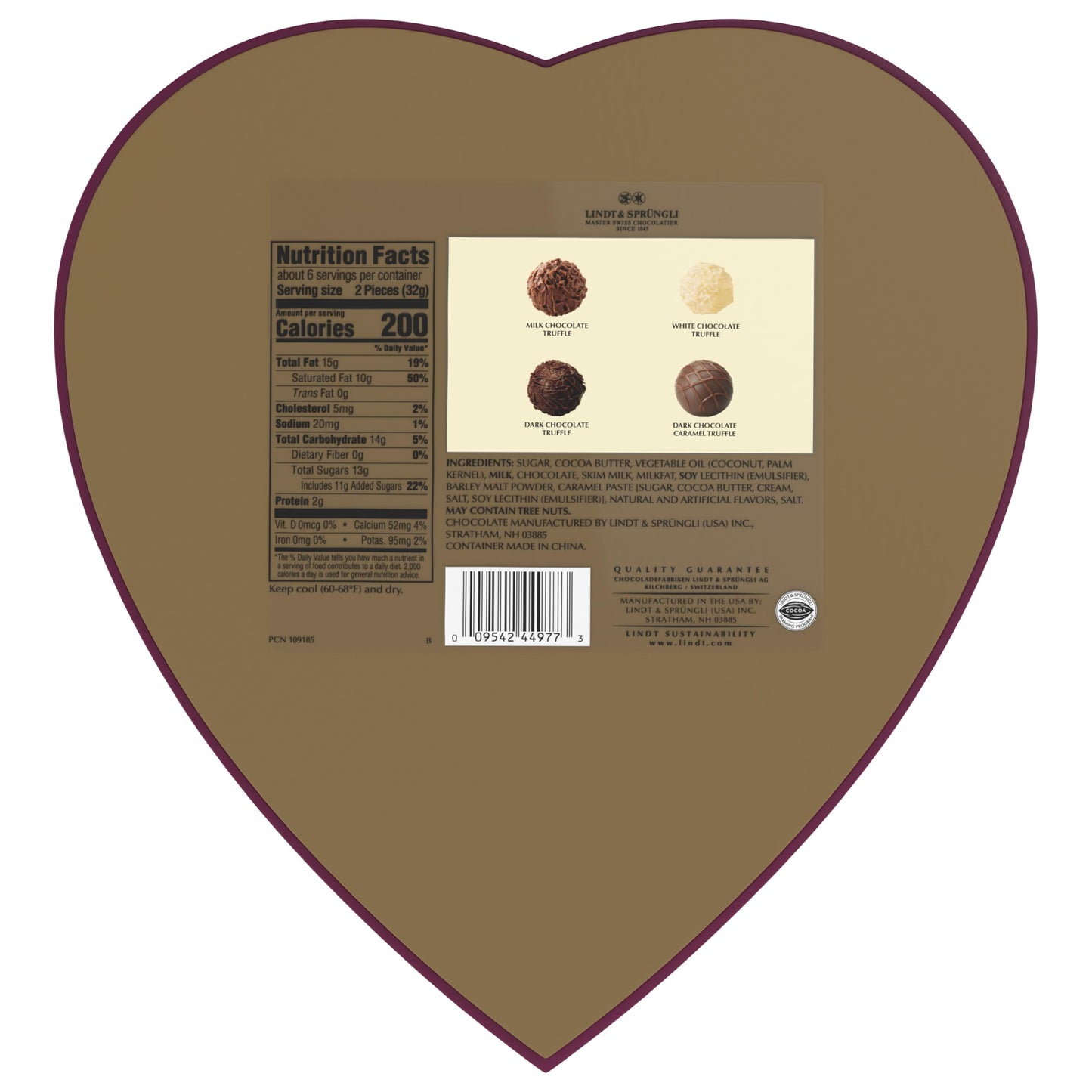 Lindt Valentine's Gourmet Truffles Assorted Chocolate Candy Heart, 6.7 oz.