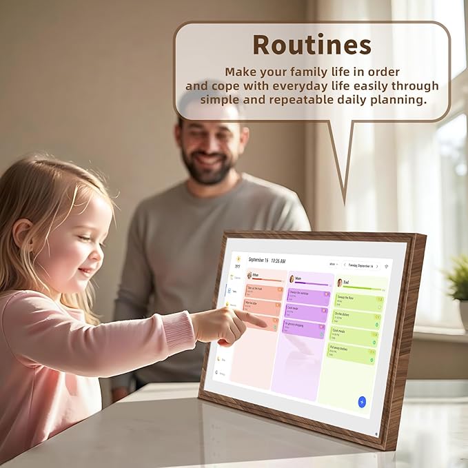 15.6 Inch Digital Calendar Chore Chart with Touchscreen - Full HD Interactive Display, Wall & Desk Mountable Family Planner, To-Do List & Meal Planner, Digital Picture Frame for Sharing Photos via App