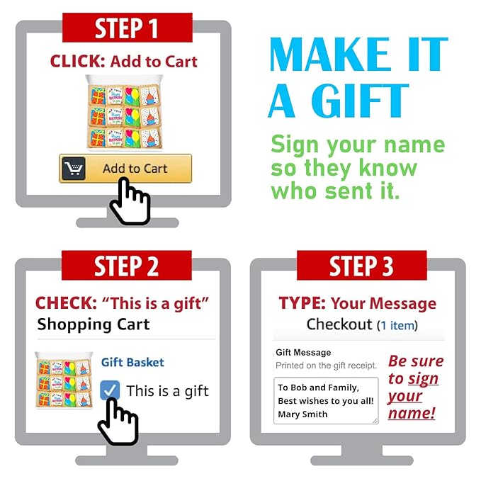 Happy Birthday Cookies 12 PACK Gift Basket | INDIVIDUALLY WRAPPED For Kids Men Women | Decorated Party Favors Gift Box | Nut Free