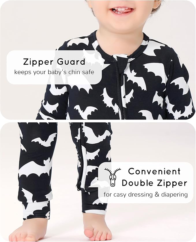 Footless Pajamas Baby Boy Girls, Viscose from Bamboo Baby Pajamas, Two Way Zipper Sleepers, Newborn Pjs