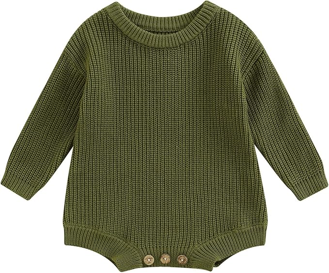 FYBITBO Baby Girl Boy Sweater Knit Oversized Pullover Sweatshirt Romper Onesie Warm Fall Winter Clothes Outfit Newborn