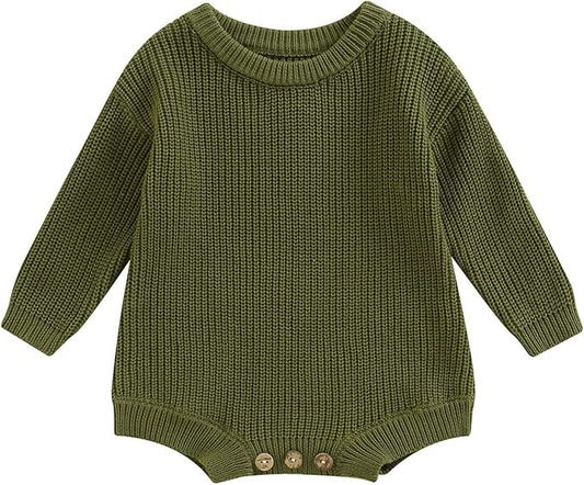 FYBITBO Baby Girl Boy Sweater Knit Oversized Pullover Sweatshirt Romper Onesie Warm Fall Winter Clothes Outfit Newborn