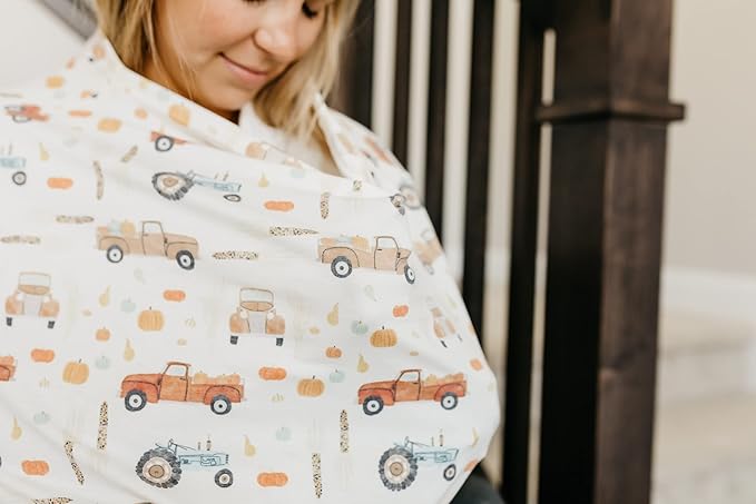 Copper Pearl Multi-Use Cover: Car Seat Covers, Nursing Cover, and Stroller Cover for Sun - Stretchy Fabric, All-Season Use, Stylish Designs, Easy Access for Moms - Hayride