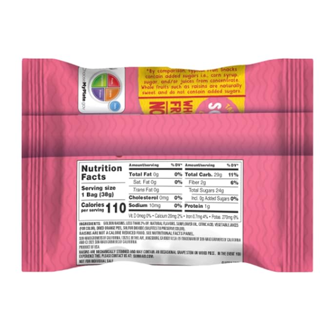 Sun-Maid Sour Strawberry Fruity Raisin Snacks - (200 Pack) 1.33 oz Pouches - Sour Strawberry Raisins - Dried Fruit Snack for Lunches and Snacks