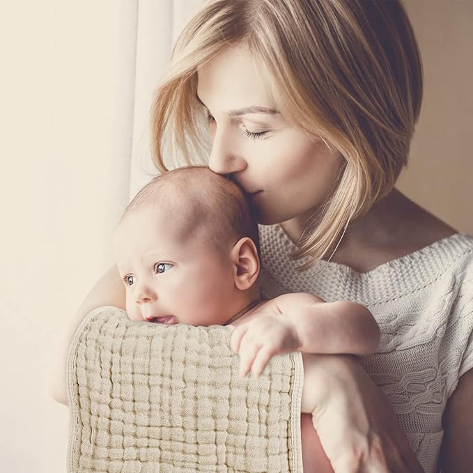 Looxii Muslin Burp Cloths 100% Cotton Muslin Cloths 12 Pack Large 20''x10'' Extra Soft and Absorbent Baby Burping Cloth for Boys and Girls (Apricot)