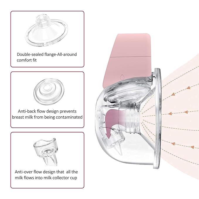 M5 Electric Breast Pump,4 Mode & 12 Levels,LED Display, Wearable Hands-Free Breast Pump,Portable Breast Pump (Pink M5 2PCS)