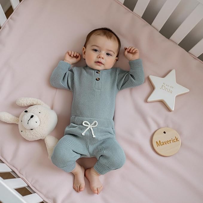 CIYCUIT Newborn Baby Boy Clothes Ribbed Knit Long Sleeve Bodysuit Pants 2-Piece Fall Winter Outfits