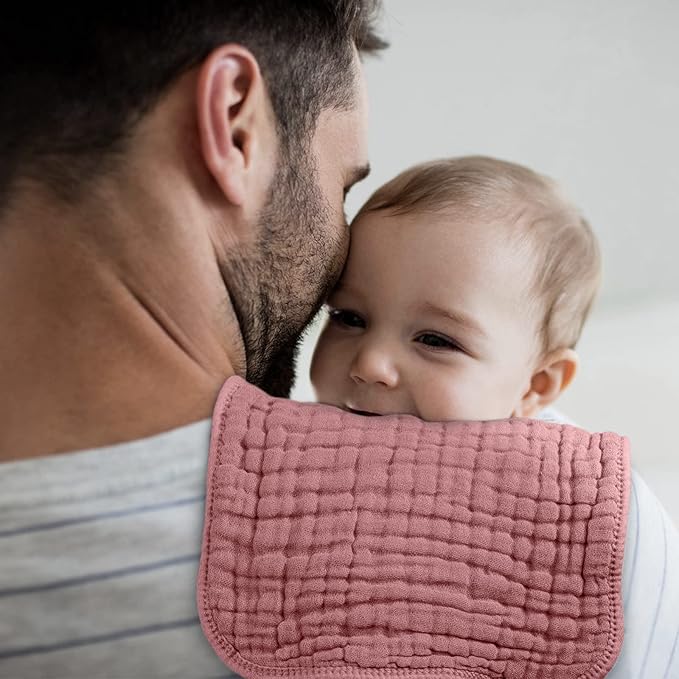 Looxii Muslin Burp Cloths Baby Girl 6 Pack - 20" x 10" - Ultra Soft & Absorbent, 6-Layer 100% Cotton for Spit Up & Drool- Gentle Burping Cloth, Baby Girl Newborn Essentials Shower Gifts, Bean Paste