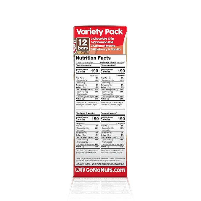 No Nuts! Protein Bar Variety Pack – 12 Count | 100% Nut-Free, Dairy-Free, Vegan, Organic, Kosher, Egg-Free, Non-GMO Energy Snack Bars