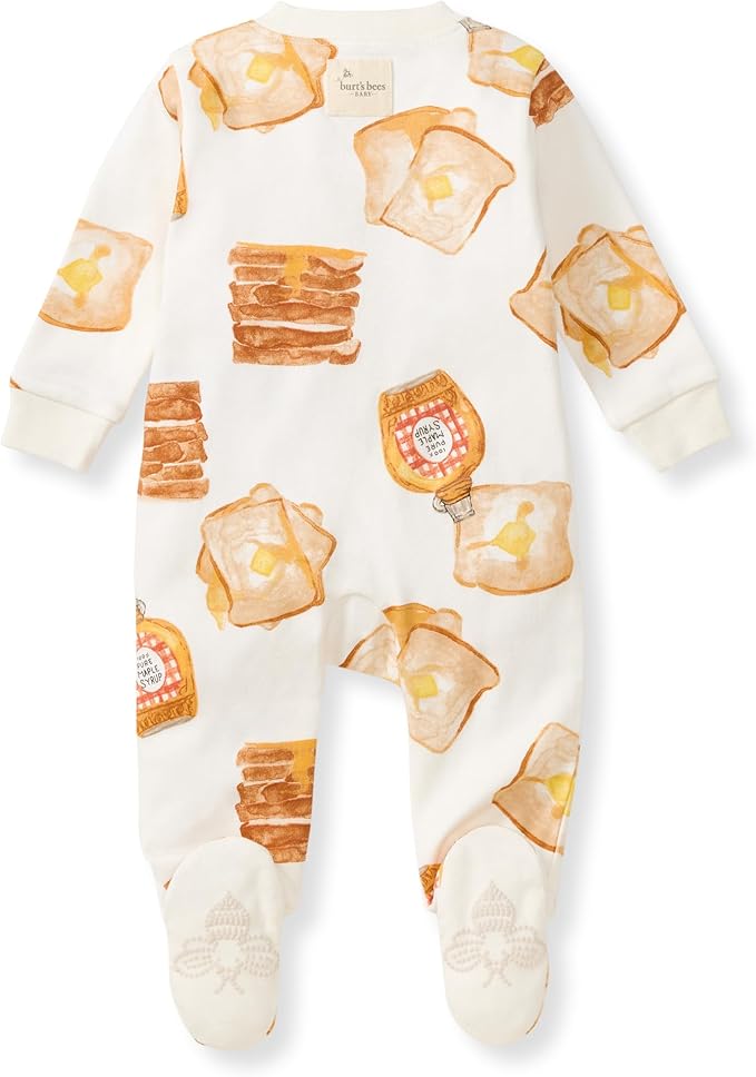 Burt's Bees Baby Baby Girls Pajamas, Zip Front Non-Slip Footed Sleeper Pjs, 100% Organic Cotton
