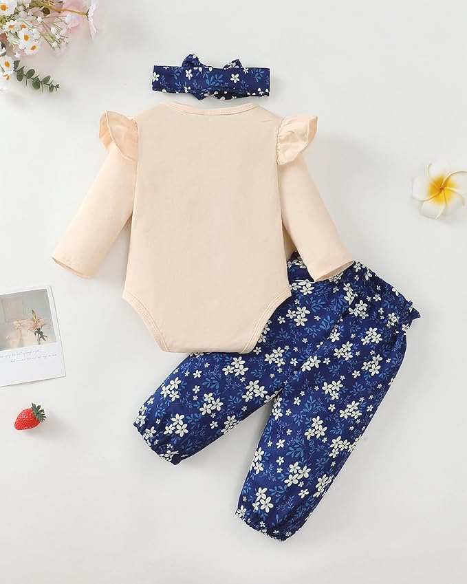 Infant Baby Girl Clothes Newborn Girl Outfit Long Sleeve Romper Pants Set Cute Baby Clothes for Girls Fall/Winter