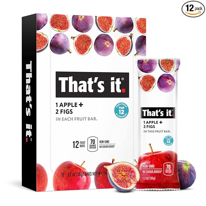That's it. Apple + Fig Fruit Bars 100% All Natural, No Artificial Ingredients or Preservatives Delicious Healthy Snack for Children & Adults, Vegan, Gluten Free, Paleo, Kosher, Non GMO (12 Pack)