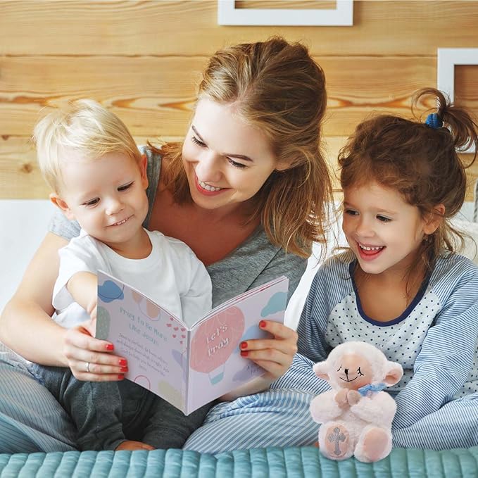 Baptism Gifts for Boys, Christening Dedication Gifts for Boys, Baby Praying Musical Lamb and Prayer Book Gift Set in Keepsake Box - Praying Stuffed Animal