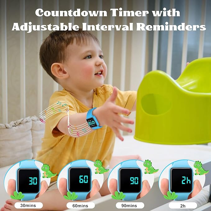 Toddler Potty Training Set – Potty Training Watch with Musical/Vibration Countdown Alerts, Fun Board Book, Progress Chart & Reward Stickers – Interactive Potty Training Kit for Kids Ages 2-6