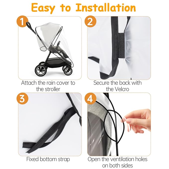 Rain Cover Compatible with Nuna Stroller - Waterproof Stroller Rain Cover, Windproof Travel Weather Shield, Durable Protect from Dust and Snow with Breathable, Travel Strollers Accessories
