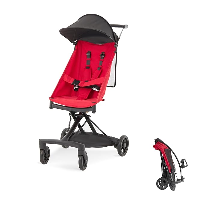 Evolur Roamer Ultra Light Stroller in Red, Travel-Ready Compact Stroller with One-Hand Fold, 33 lb Capacity, Sun Canopy & Cup Holder, Easy Clean, Smooth Ride for Everyday Use