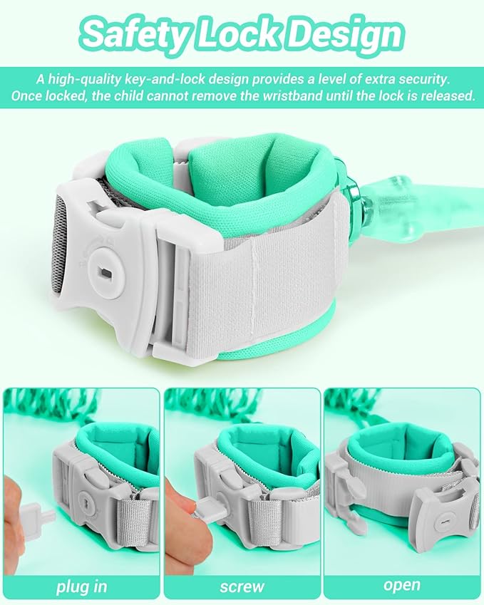 Dr.meter Anti Lost Wrist Link, 2 Pack Toddler Safety Leash with Key Lock, Reflective Child Walking Harness - Dual 8.2ft Length Kids Leash for Supermarket Mall Airport Park Zoo Crowded Places