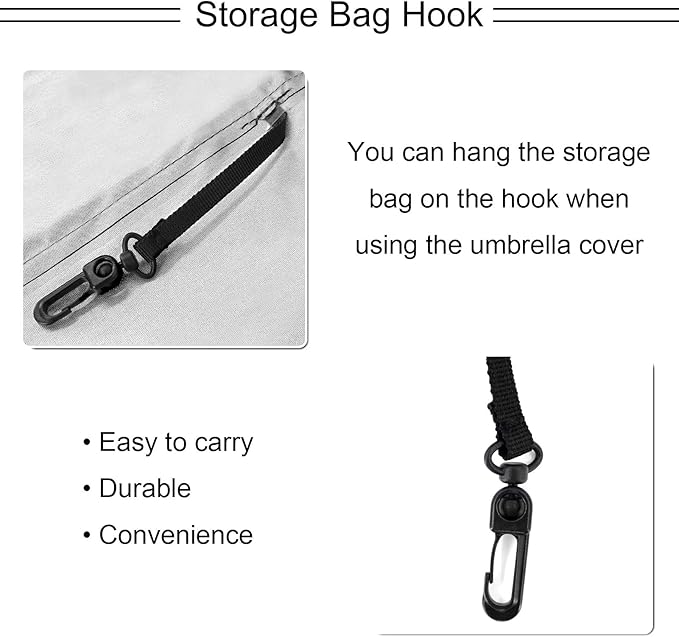 Patio Umbrella Cover, Waterproof Umbrella Covers for 7ft to 9ft Outdoor Umbrellas Market Parasol Covers with Push Rod, Black