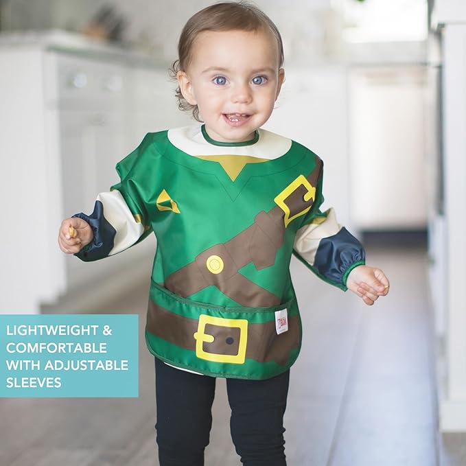 Bumkins Sleeved Bib for Girl or Boy, Baby and Toddler for 6-24 Mos, Essential Must Have for Eating, Feeding, Baby Led Weaning Supplies, Long Sleeve Mess Saving Food Catcher, Nintendo Legend of Zelda