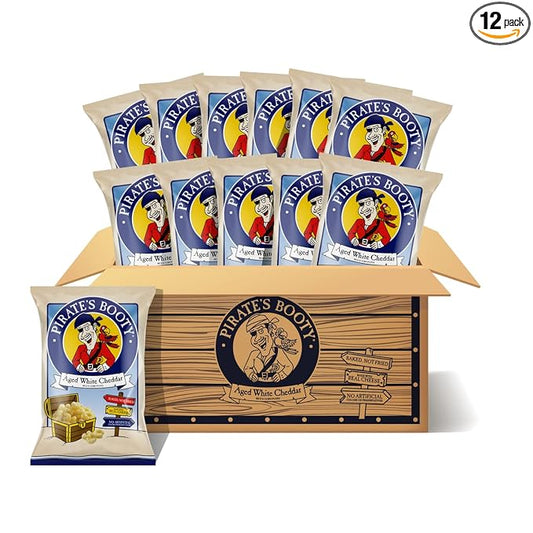 Pirate's Booty Aged White Cheddar Cheese Puffs, Gluten-Free, Kids Snacks, 4oz (12ct)