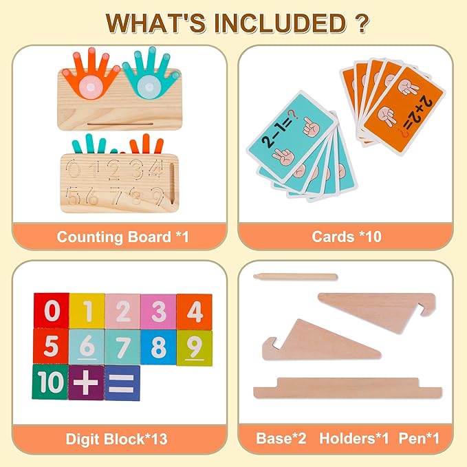 ALLABC Finger Math Manipulatives Number Counting Blocks, Montessori Educational Math Toys for Toddlers 3-6, Preschool Number Learning Toys for Boy & Girl Age 3,4,5 Years Old (Double Side Edition)