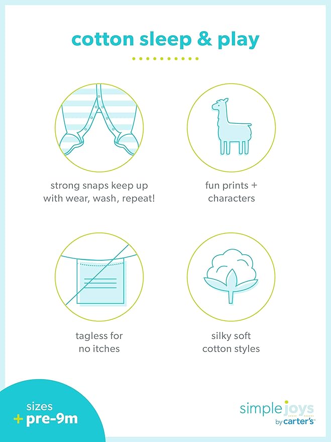 Simple Joys by Carter's Baby Boys' 2-Way Zip Thermal Footed Sleep and Play, Pack of 2