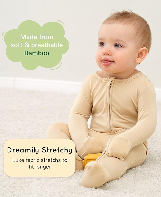 Footless Pajamas Baby Boy Girls, Viscose from Bamboo Baby Pajamas, Two Way Zipper Sleepers, Newborn Pjs