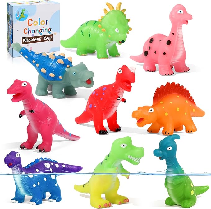 Color Changing Dinosaur Bath Toys: Mold Free No Hole Bathtub Toys - Kids Dinosaur Toys for 2 3 4 5 Year Old Boys Girls Toddler