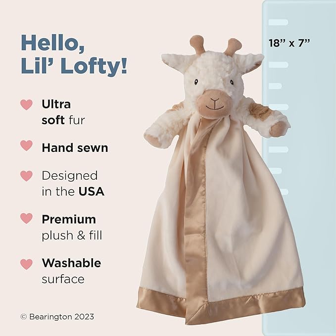 Bearington Collection Lil' Lofty 18 in Giraffe Loveys for Babies - Security Blanket for Babies - Lovies Security Blanket with Stuffed Animal - Giraffe Stuffed Animal