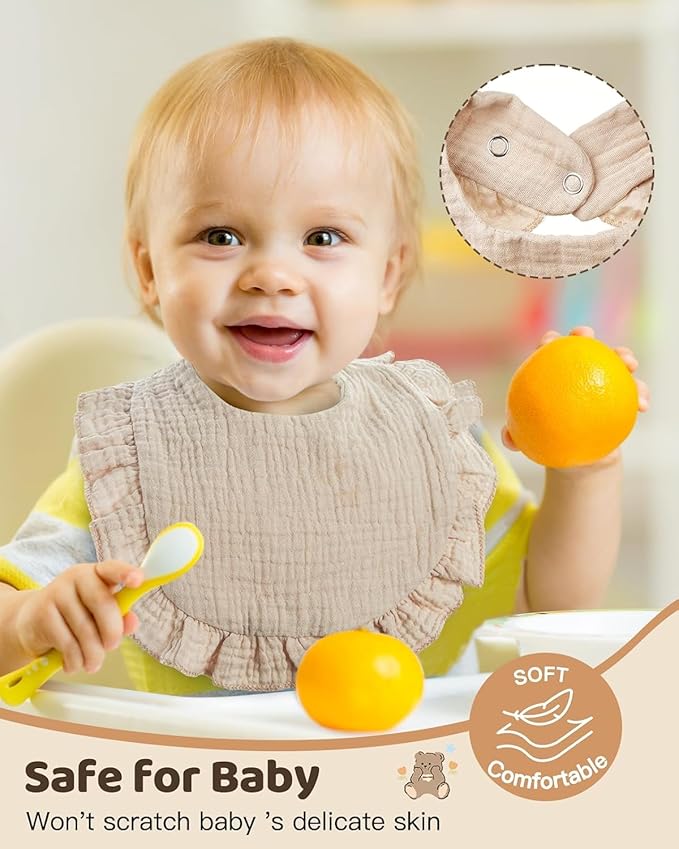 Lictin 8-Pack Muslin Baby Bibs - Bandana Drooling and Teething Bibs, Unisex Cotton