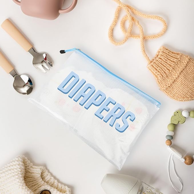 3pcs Hospital Bag Organizing Pouches for Labor and Delivery, Maternity Essentials Diaper Bag Organizer for Mom Travel - Blue/White