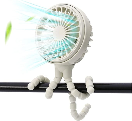 LAT Stroller Fan Flexible Tripod Clip On Fan,Portable Fan Car Seat Baby Fan with Flexible Tripod (White)