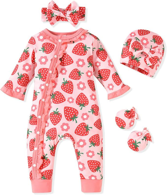 Aalizzwell Baby Girls Romper Outfit Fall Winter Clothes with Accessories