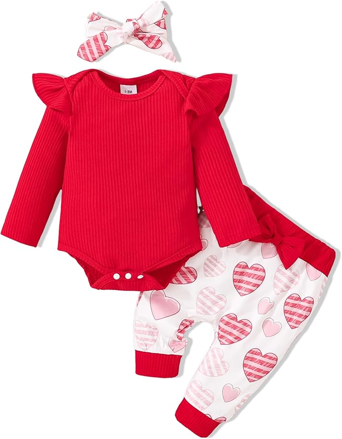 Baby Girl Clothes Newborn Infant Outfits Cute Summer Clothes Spring Romper Set+Hat+Headband